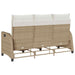 Verstelbare tuinbank met kussens L-vormig beige poly rattan