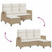 Verstelbare tuinbank met kussens L-vormig beige poly rattan