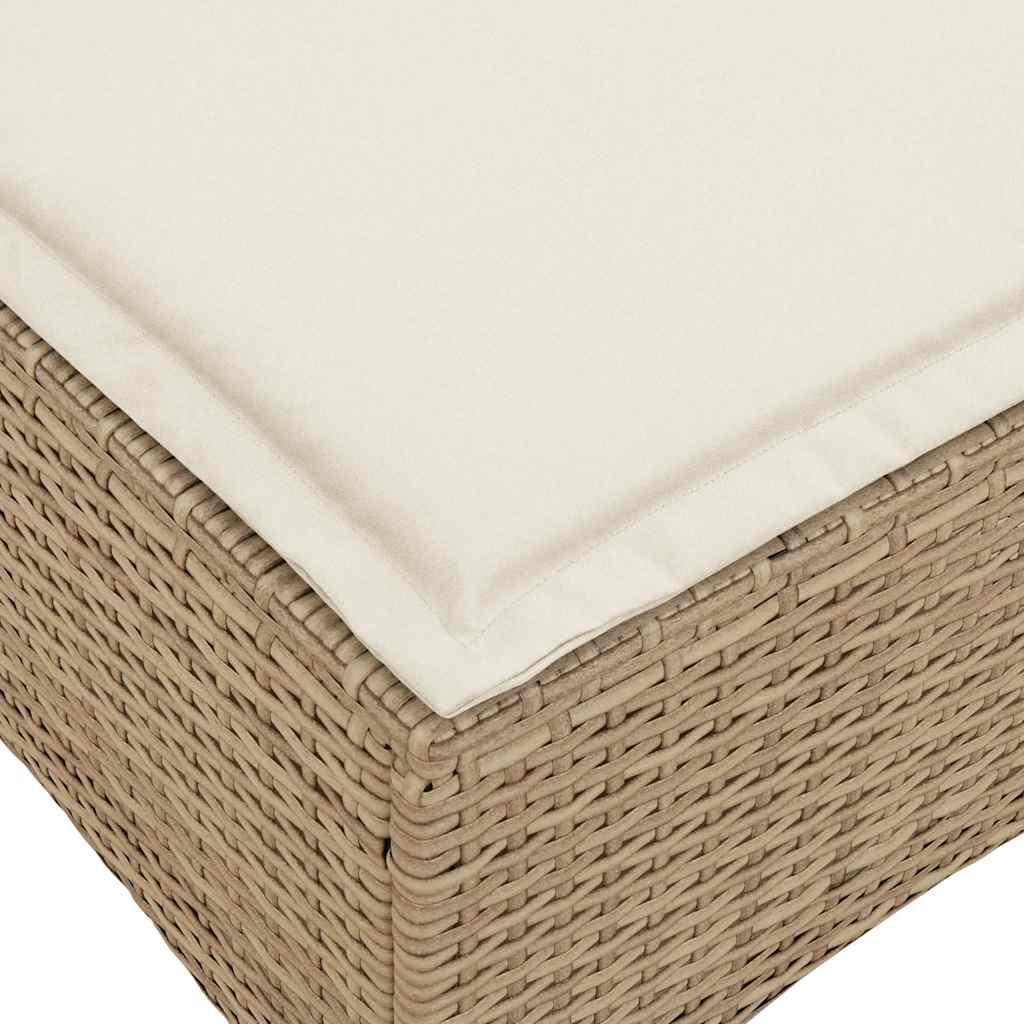 Verstelbare tuinbank met kussens L-vormig beige poly rattan