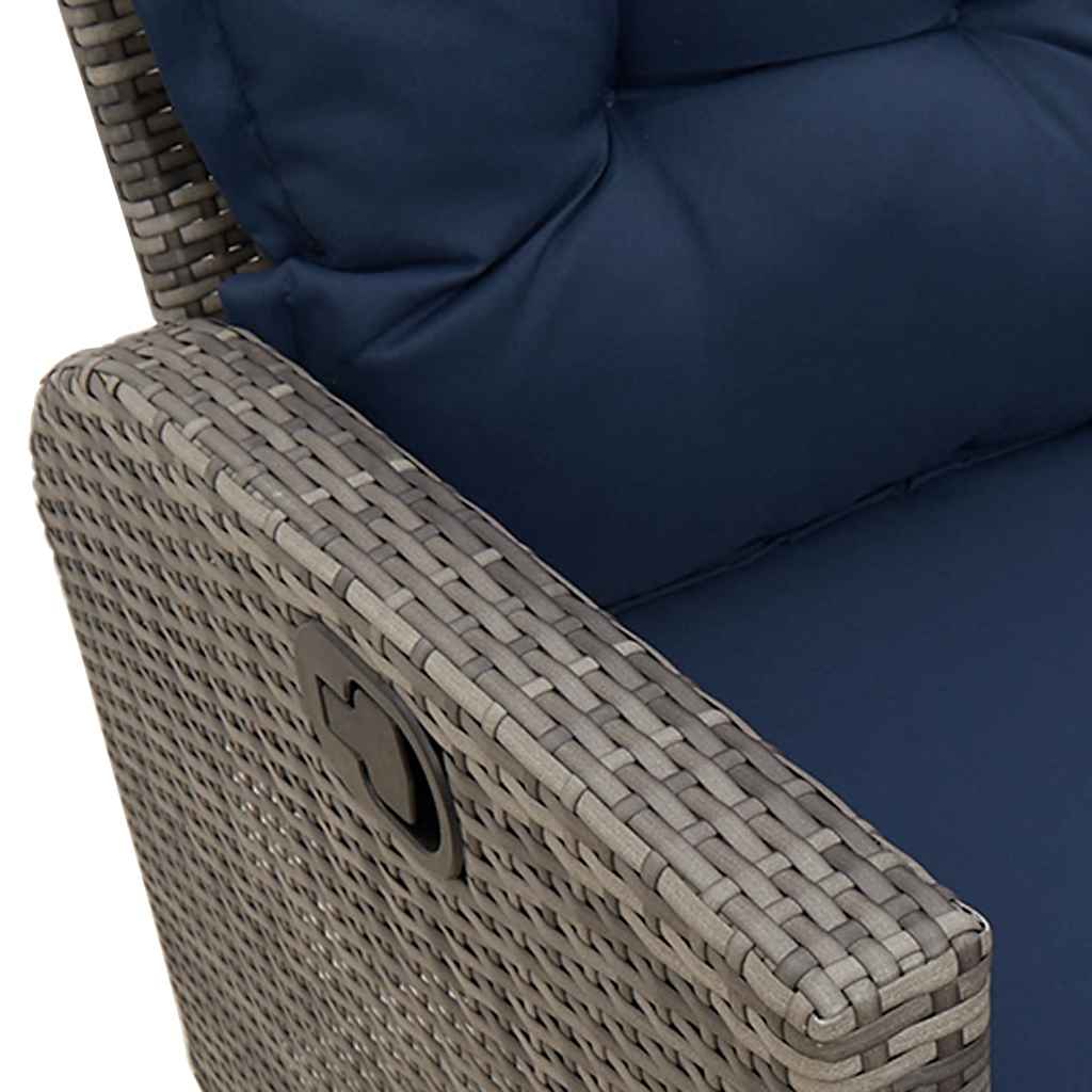 Verstelbare tuinbank met kussens L-vormig poly rattan grijs