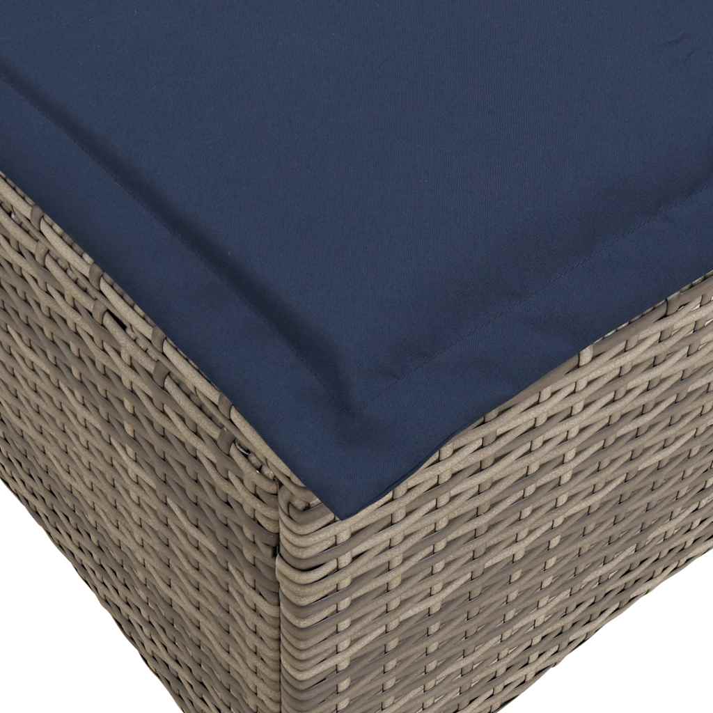 Verstelbare tuinbank met kussens L-vormig poly rattan grijs
