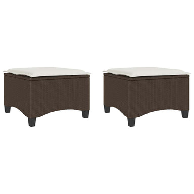 Tuinkrukken met kussens 2 st 55x55x36 cm poly rattan bruin