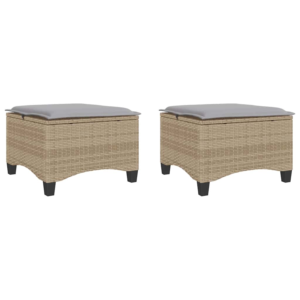 Tuinkrukken met kussens 2 st 55x55x36 cm poly rattan beige