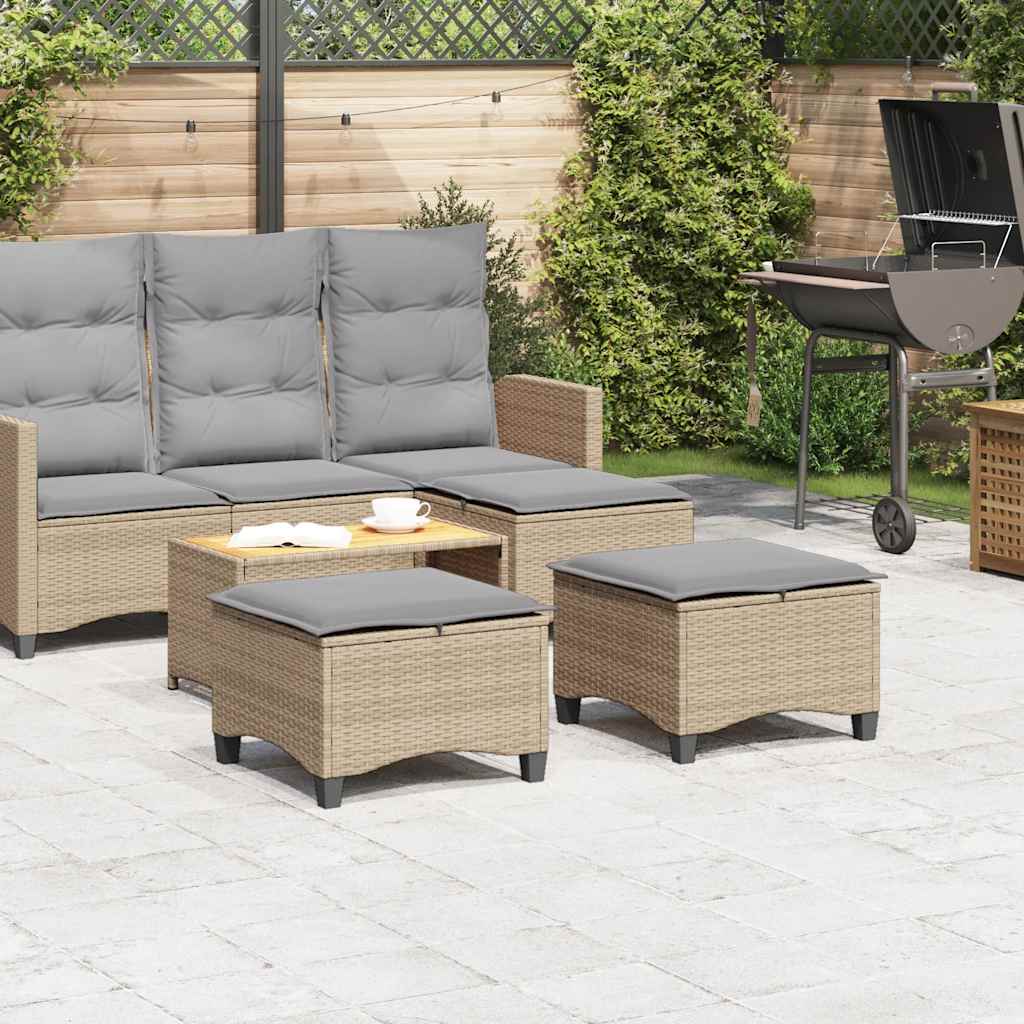 Tuinkrukken met kussens 2 st 55x55x36 cm poly rattan beige