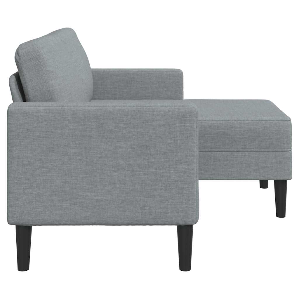 2-zitsbank met ligstoel L-vormig lichtgrijs 125 cm stof