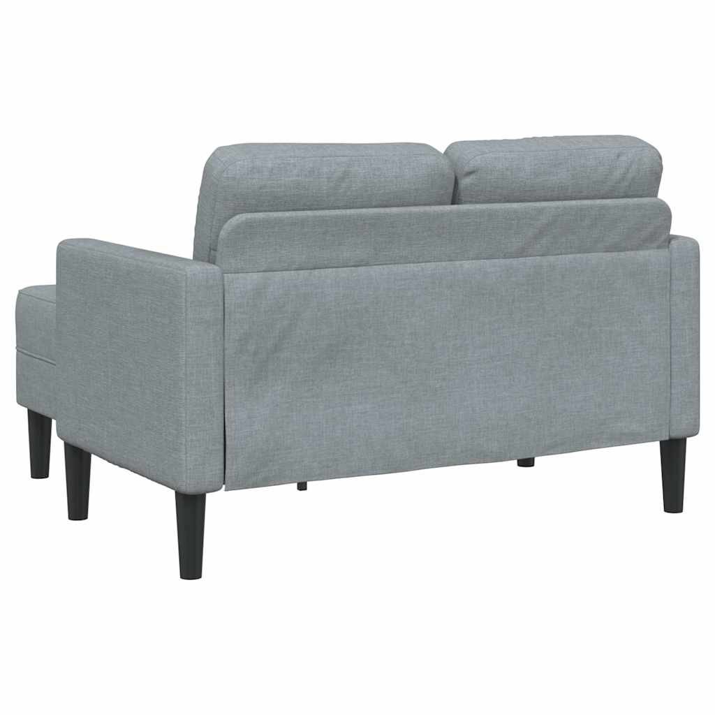 2-zitsbank met ligstoel L-vormig lichtgrijs 125 cm stof