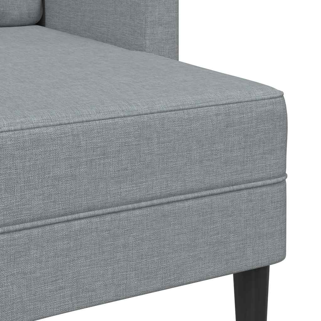 2-zitsbank met ligstoel L-vormig lichtgrijs 125 cm stof