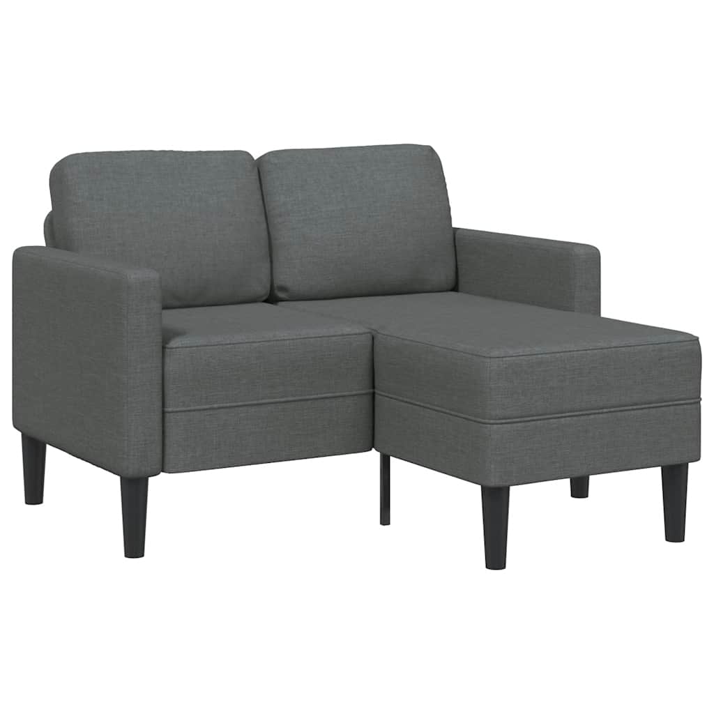 Tweezitsbank met chaise longue L-vorm donkergrijs 125 cm stof