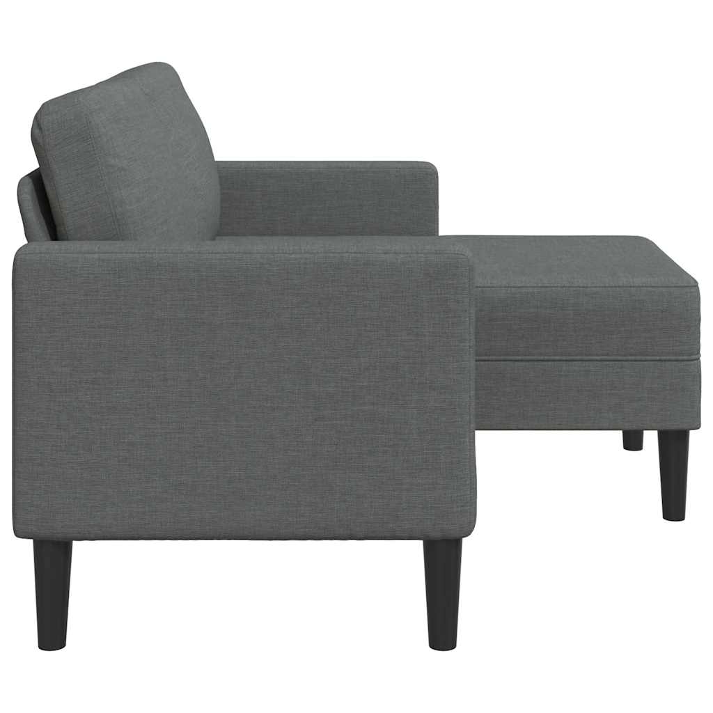 Tweezitsbank met chaise longue L-vorm donkergrijs 125 cm stof
