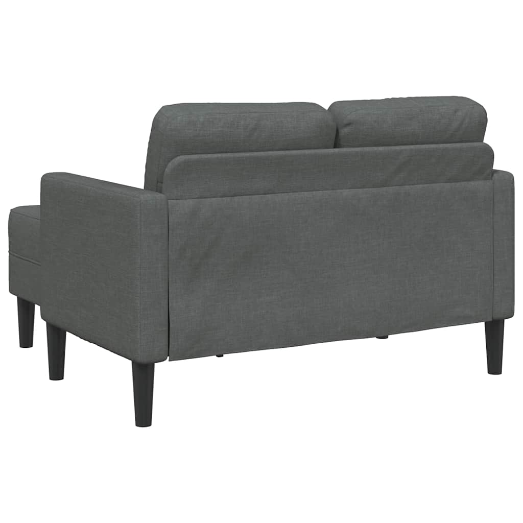 Tweezitsbank met chaise longue L-vorm donkergrijs 125 cm stof