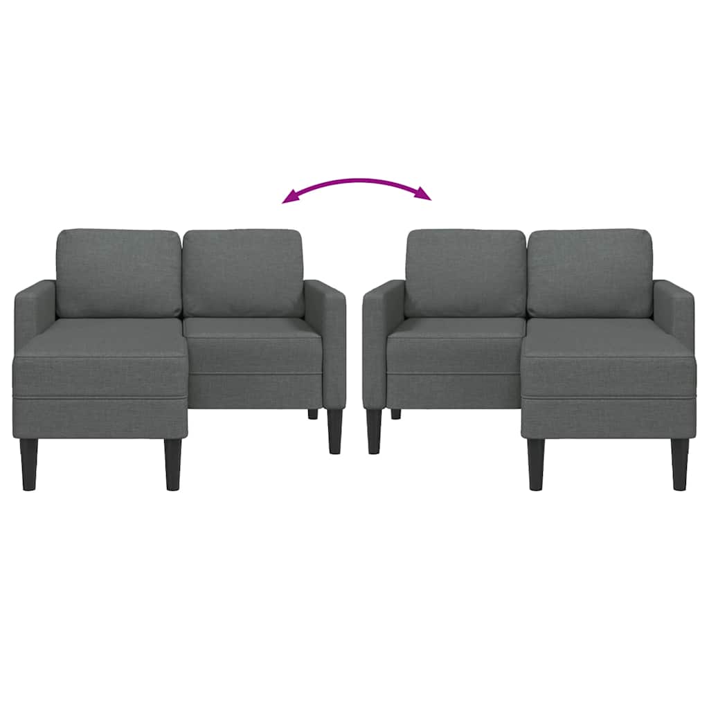 Tweezitsbank met chaise longue L-vorm donkergrijs 125 cm stof