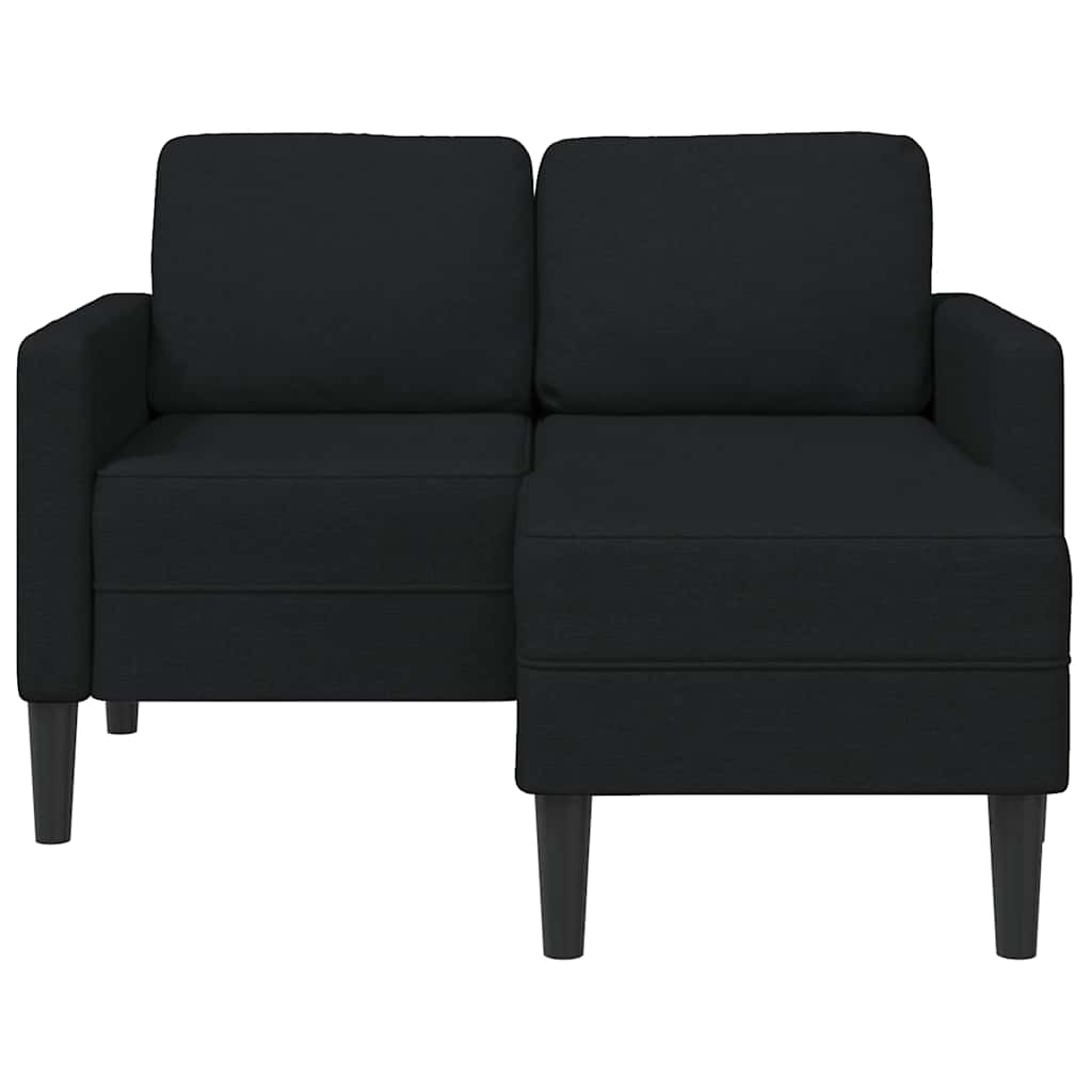2-zitsbank met ligchaise L-vormig 125 cm stof zwart