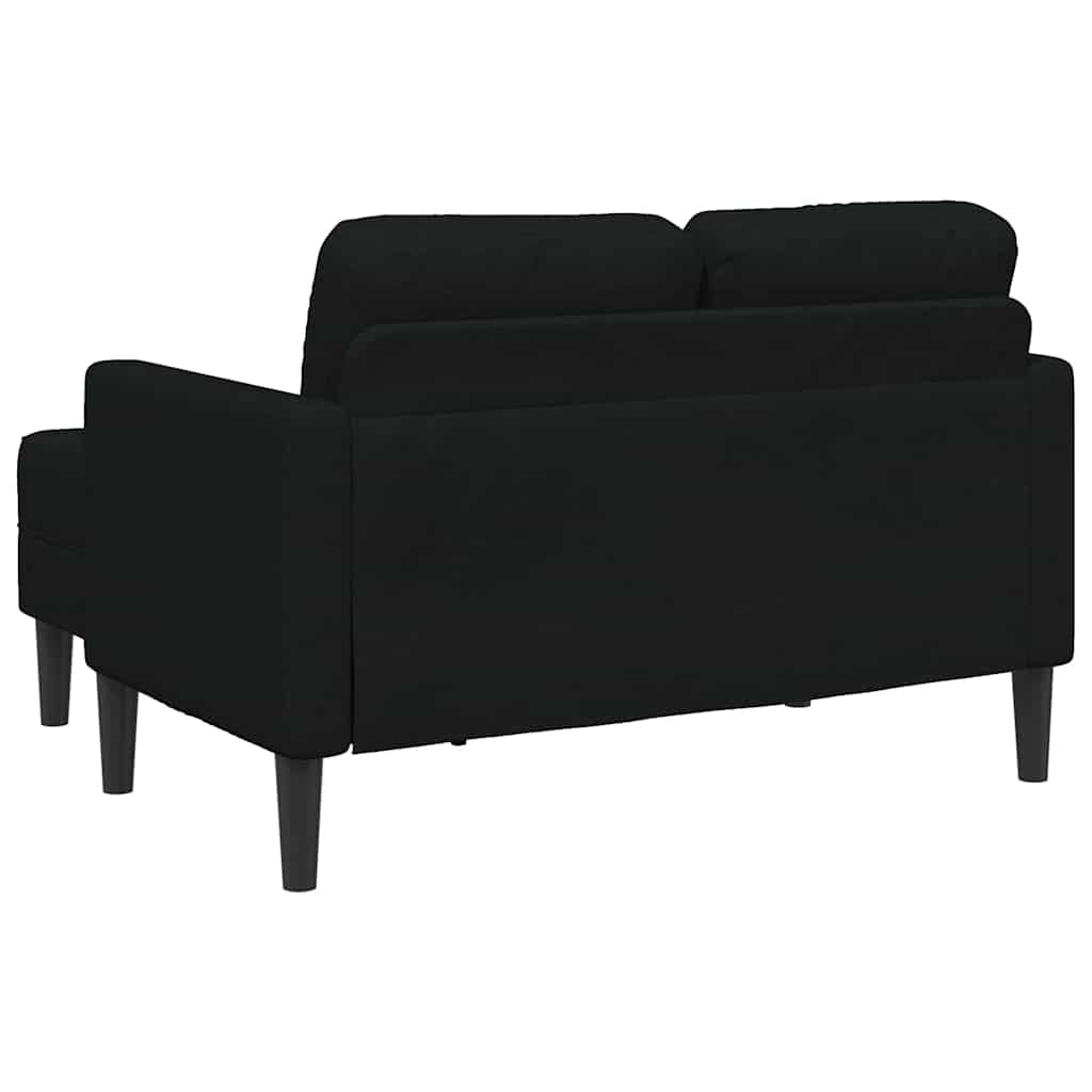 2-zitsbank met ligchaise L-vormig 125 cm stof zwart
