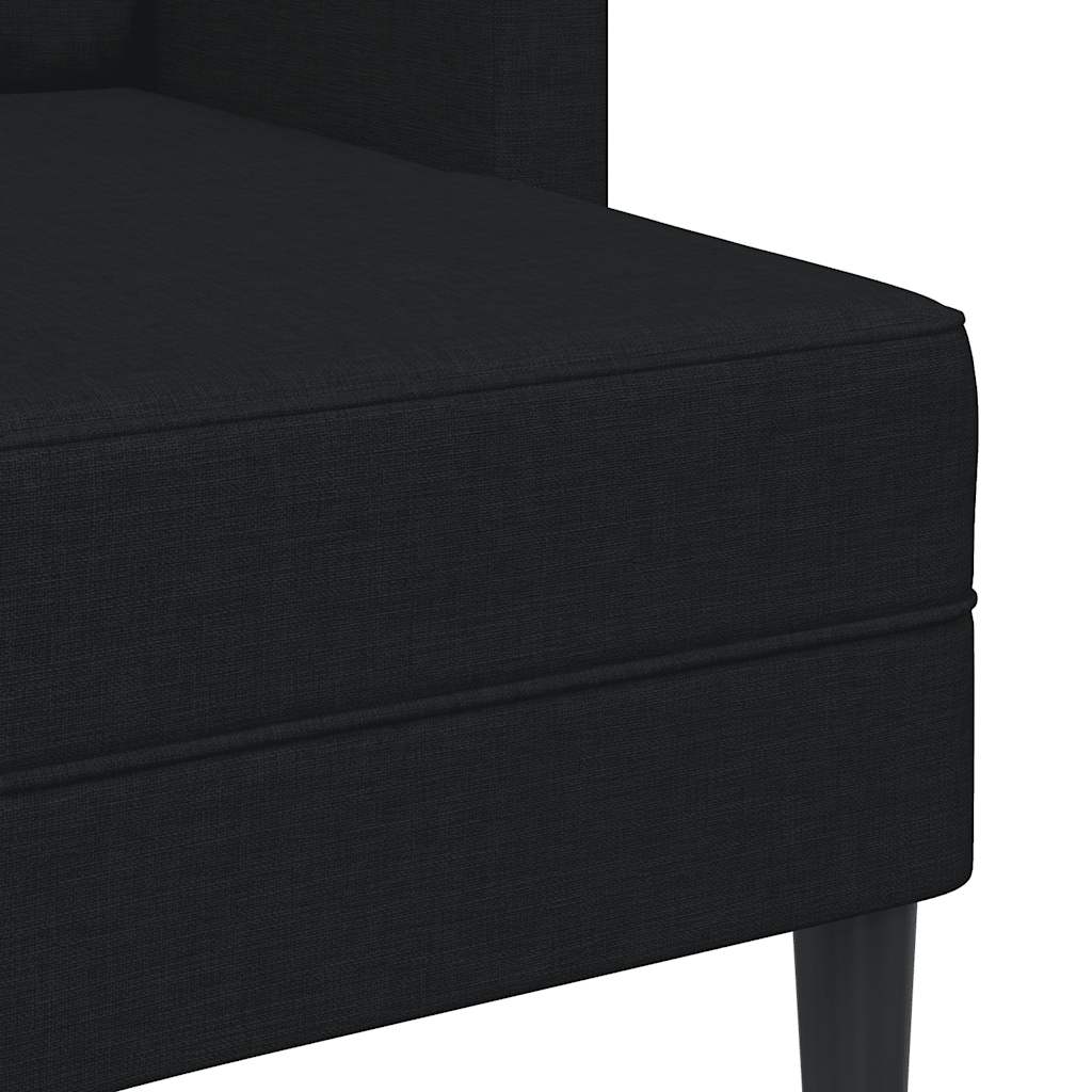 2-zitsbank met ligchaise L-vormig 125 cm stof zwart