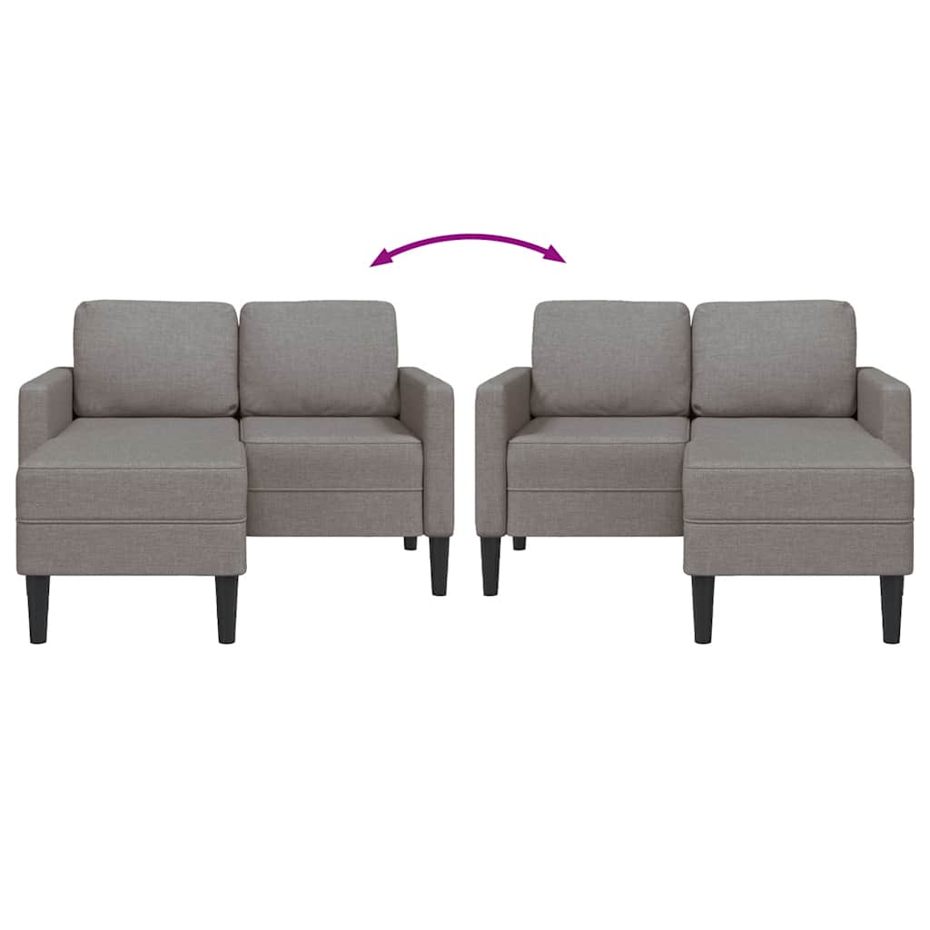 2-zitsbank met ligstoel L-vormig taupe 125 cm stof