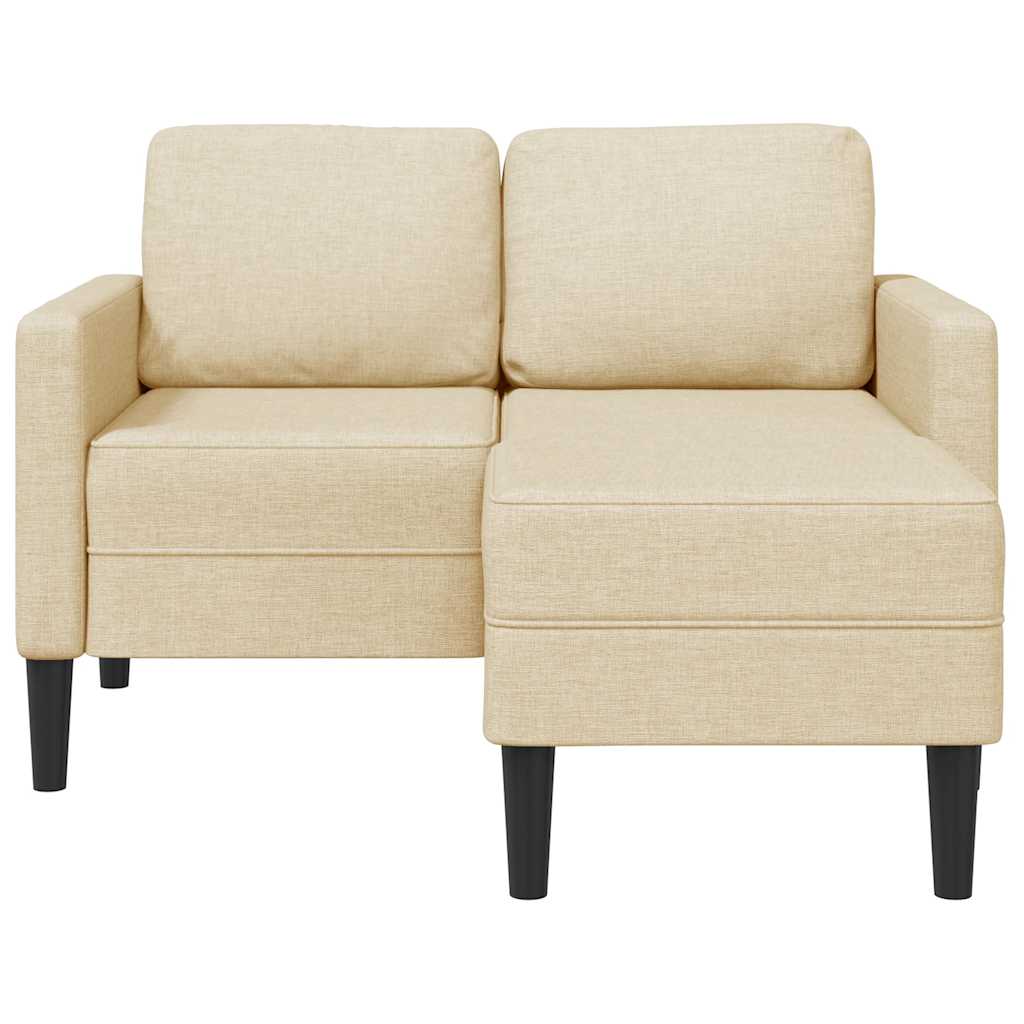 2-zitsbank met ligstoel L-vormig crèmekleurig stof 125 cm
