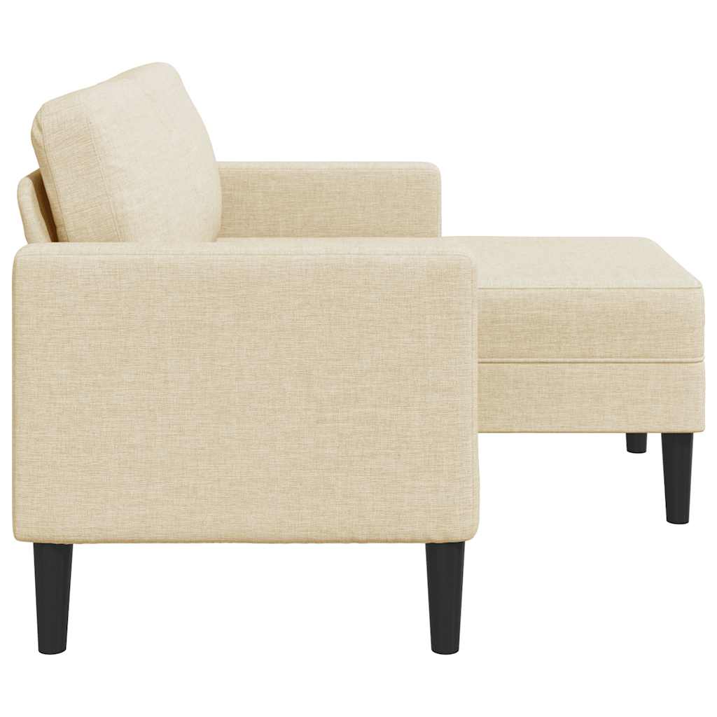 2-zitsbank met ligstoel L-vormig crèmekleurig stof 125 cm