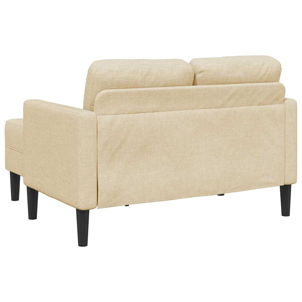 2-zitsbank met ligstoel L-vormig crèmekleurig stof 125 cm