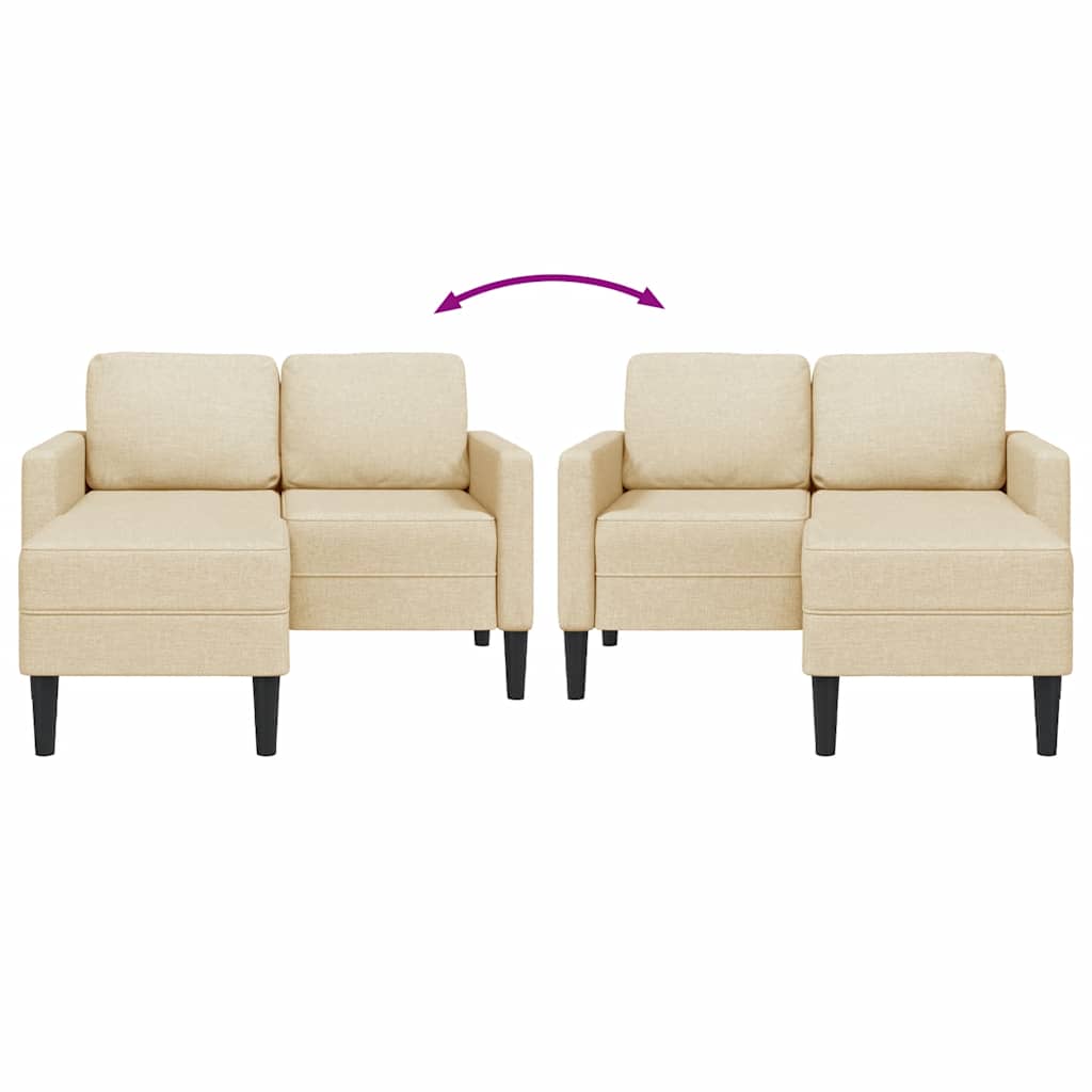 2-zitsbank met ligstoel L-vormig crèmekleurig stof 125 cm