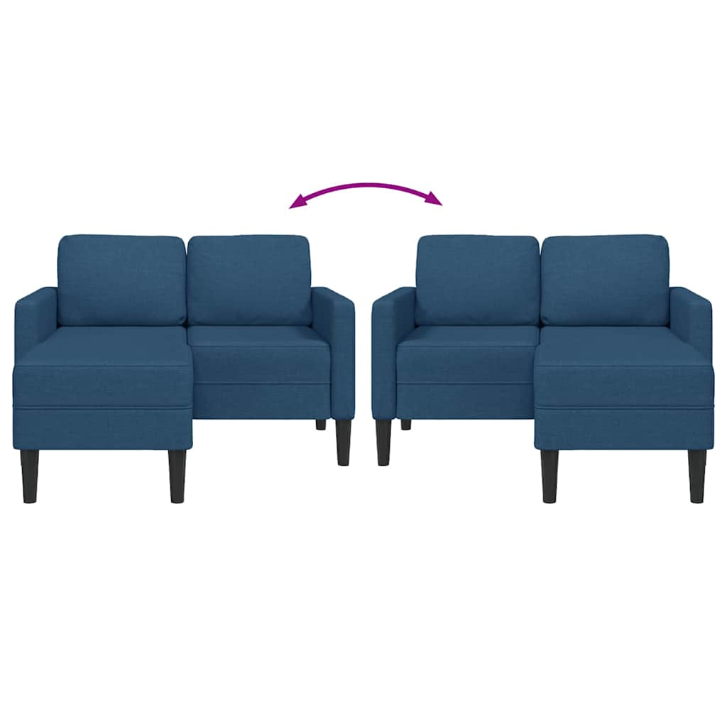 2-zitsbank met ligstoel L-vormig 125 cm stof blauw