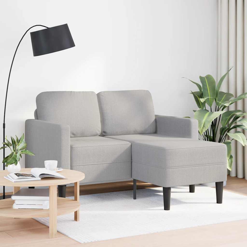 2-zitsbank met chaise L-vormige wolk 125 cm stof grijs