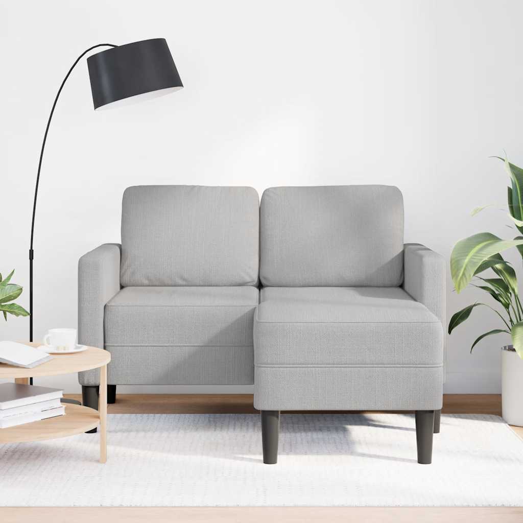 2-zitsbank met chaise L-vormige wolk 125 cm stof grijs