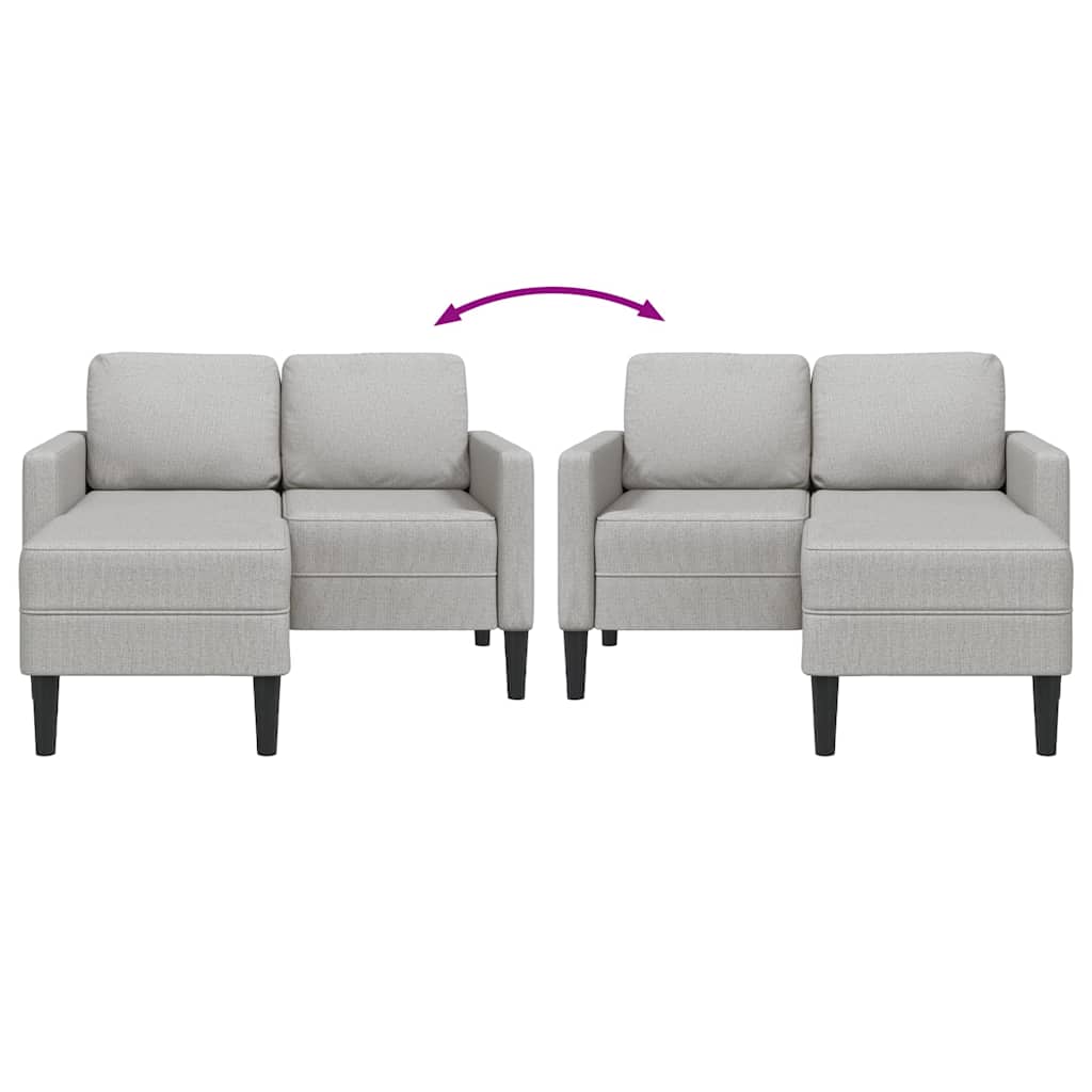2-zitsbank met chaise L-vormige wolk 125 cm stof grijs