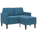 2-zitsbank met ligstoel L-vormig 125 cm fluweel blauw