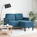 2-zitsbank met ligstoel L-vormig 125 cm fluweel blauw