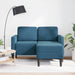 2-zitsbank met ligstoel L-vormig 125 cm fluweel blauw