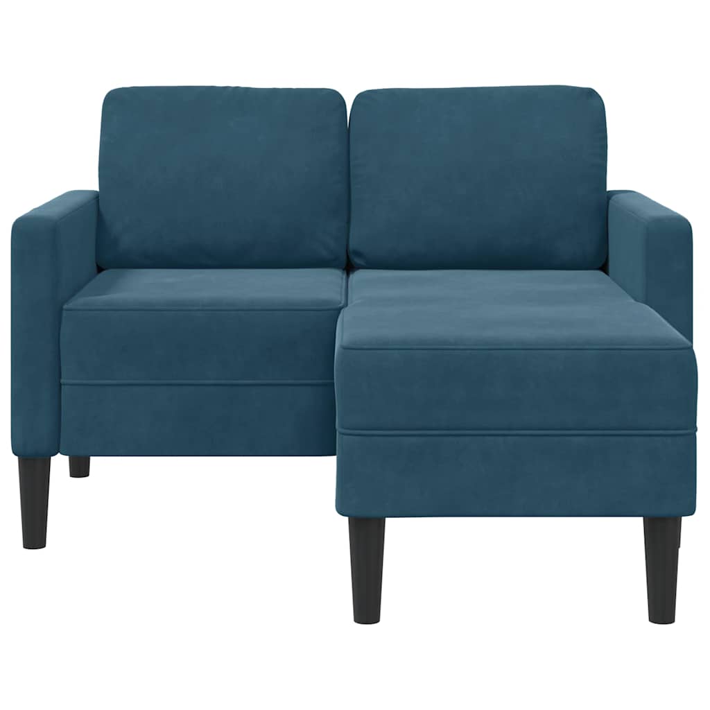2-zitsbank met ligstoel L-vormig 125 cm fluweel blauw