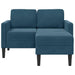 2-zitsbank met ligstoel L-vormig 125 cm fluweel blauw