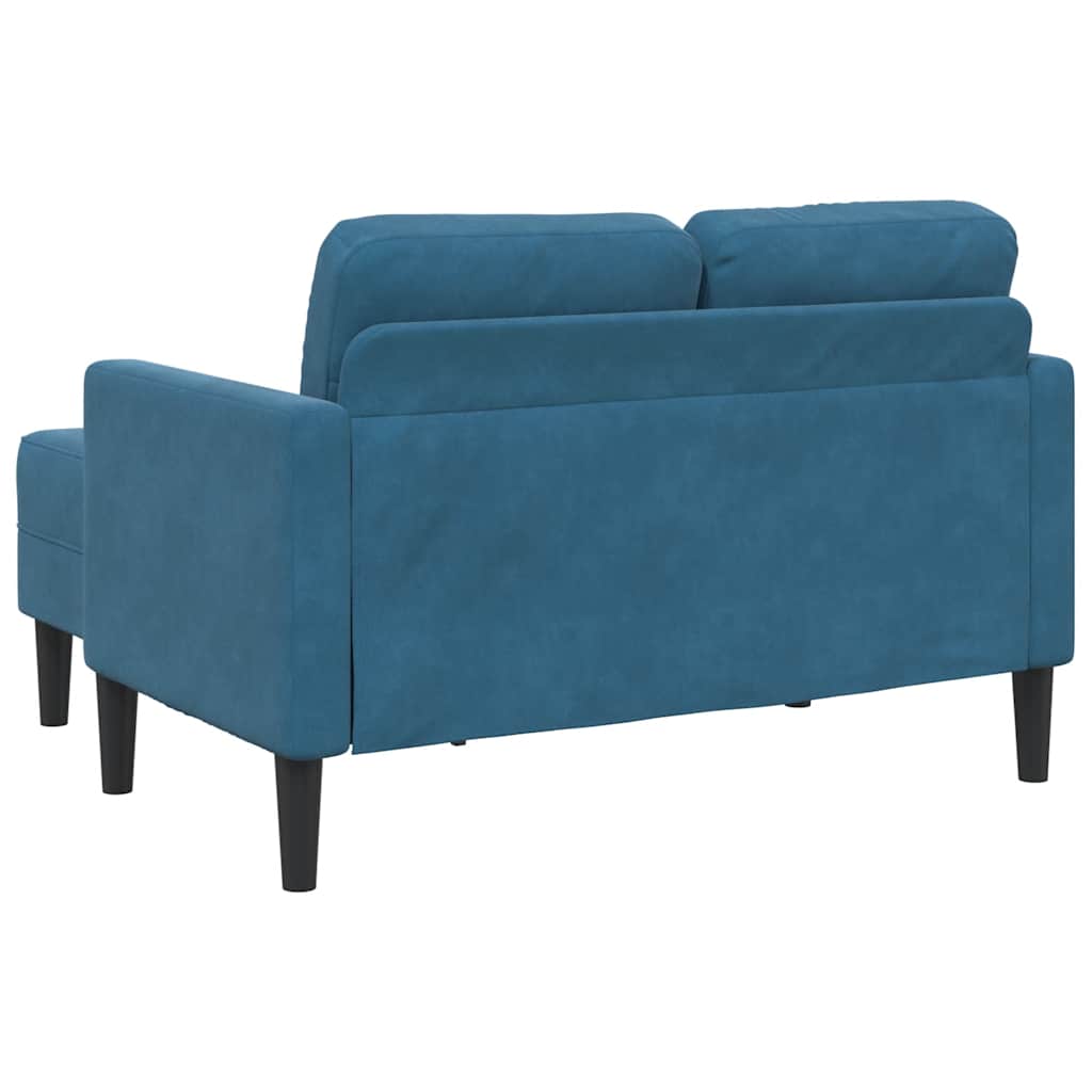 2-zitsbank met ligstoel L-vormig 125 cm fluweel blauw