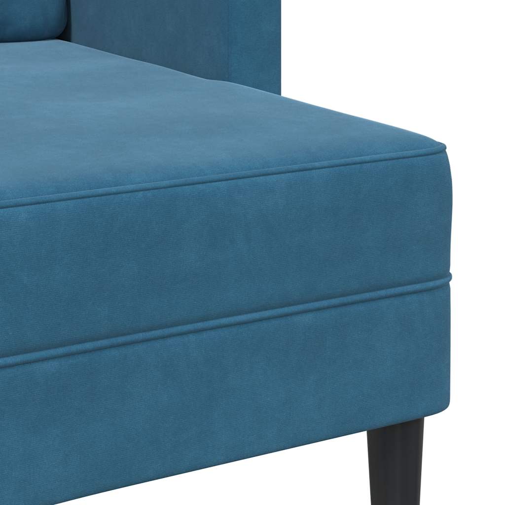 2-zitsbank met ligstoel L-vormig 125 cm fluweel blauw