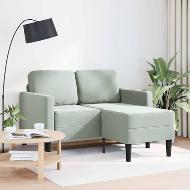 2-zitsbank met ligstoel L-vormig lichtgrijs 125 cm fluweel