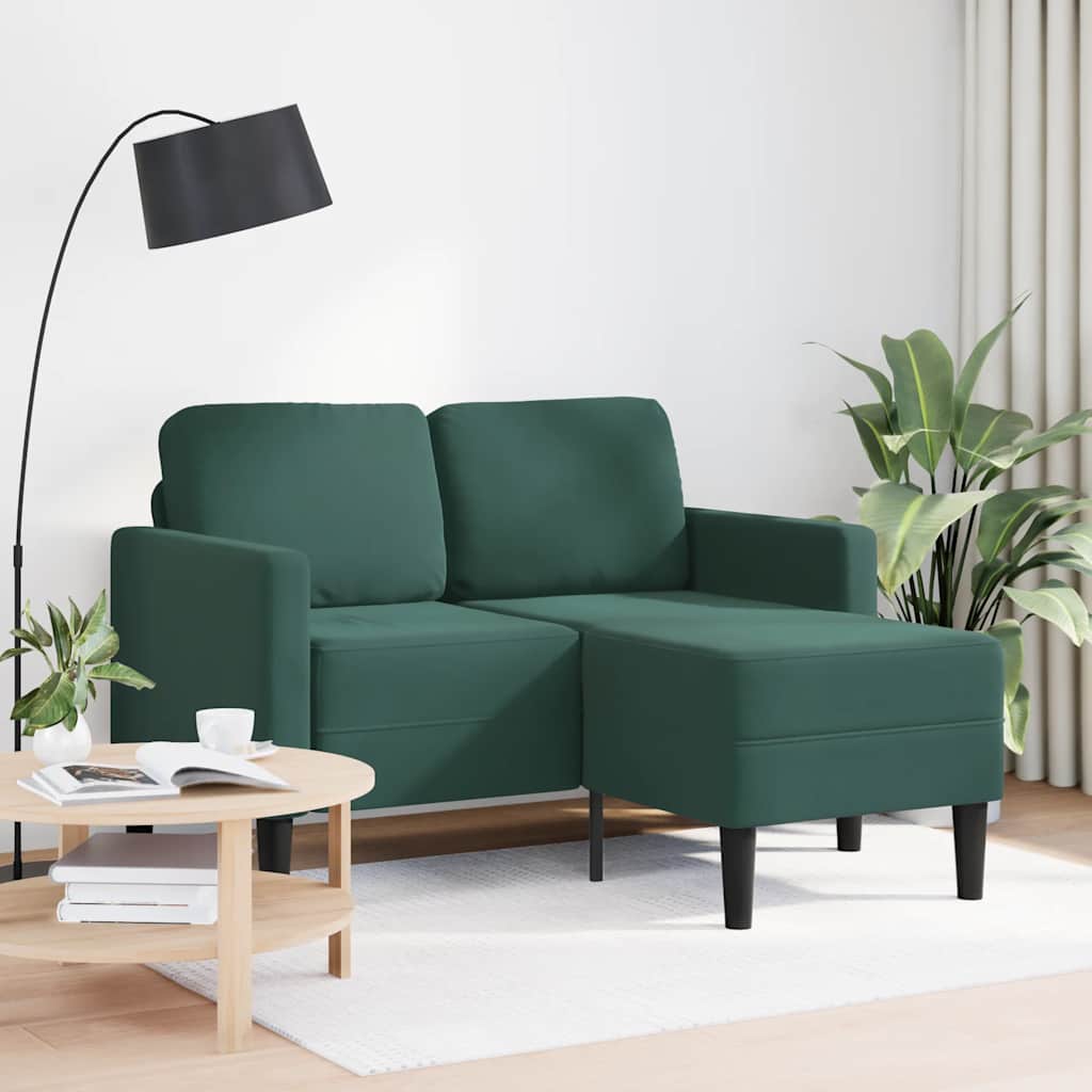 2-zitsbank met chaise L-vorm donkergroen 125 cm fluweel