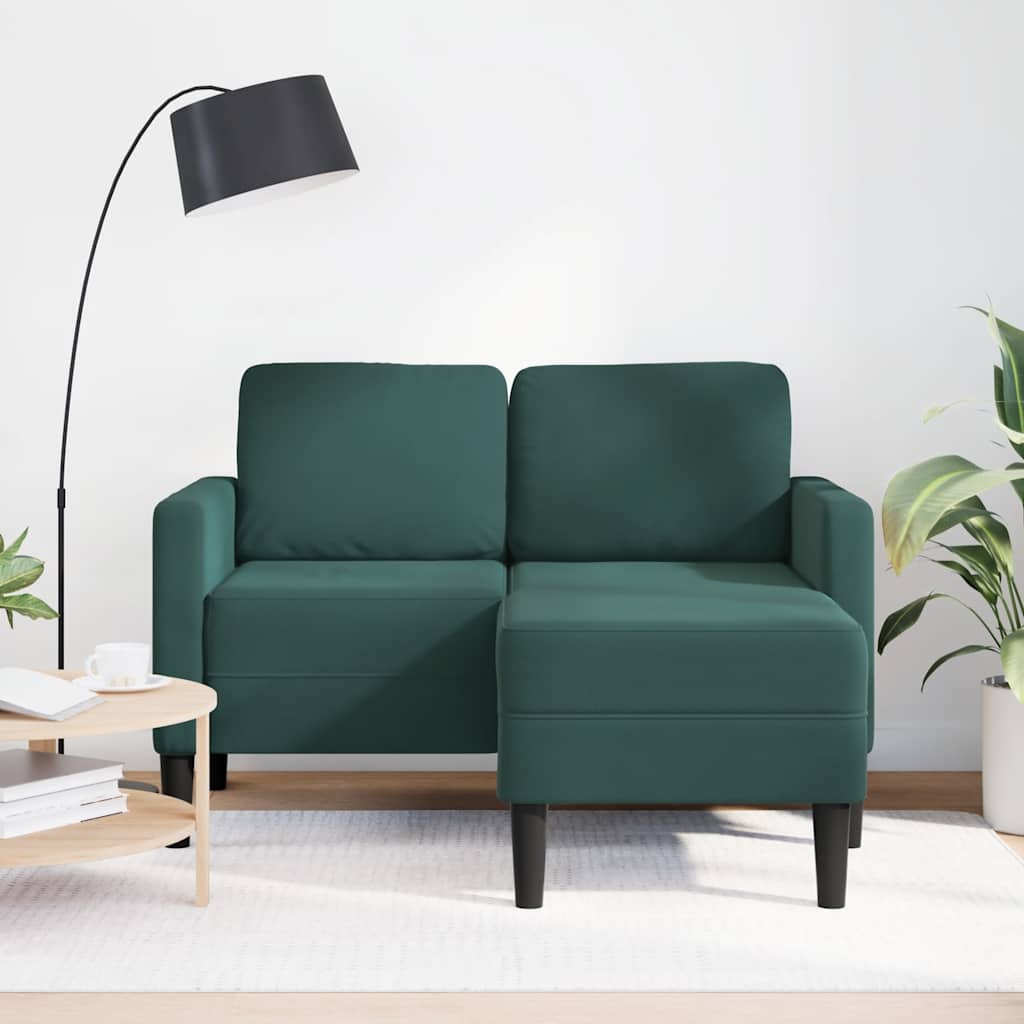2-zitsbank met chaise L-vorm donkergroen 125 cm fluweel