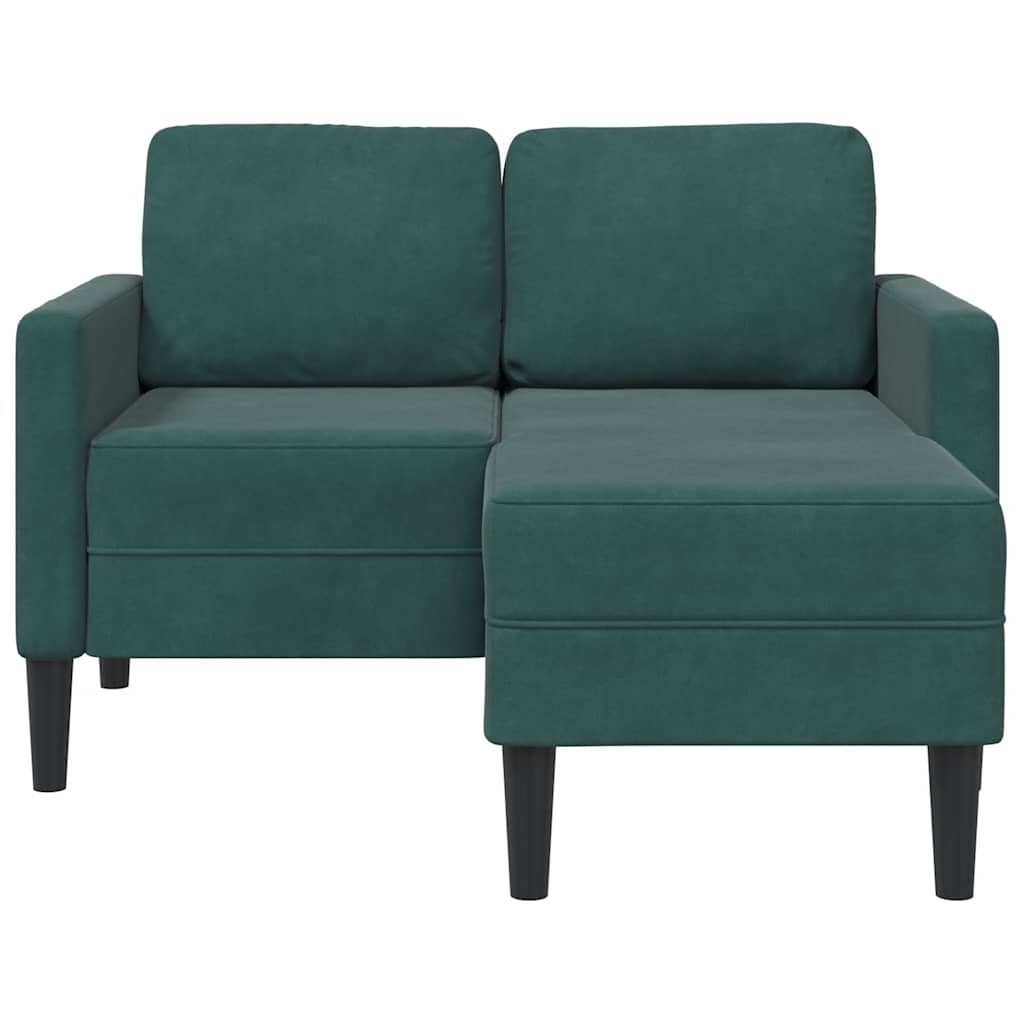 2-zitsbank met chaise L-vorm donkergroen 125 cm fluweel