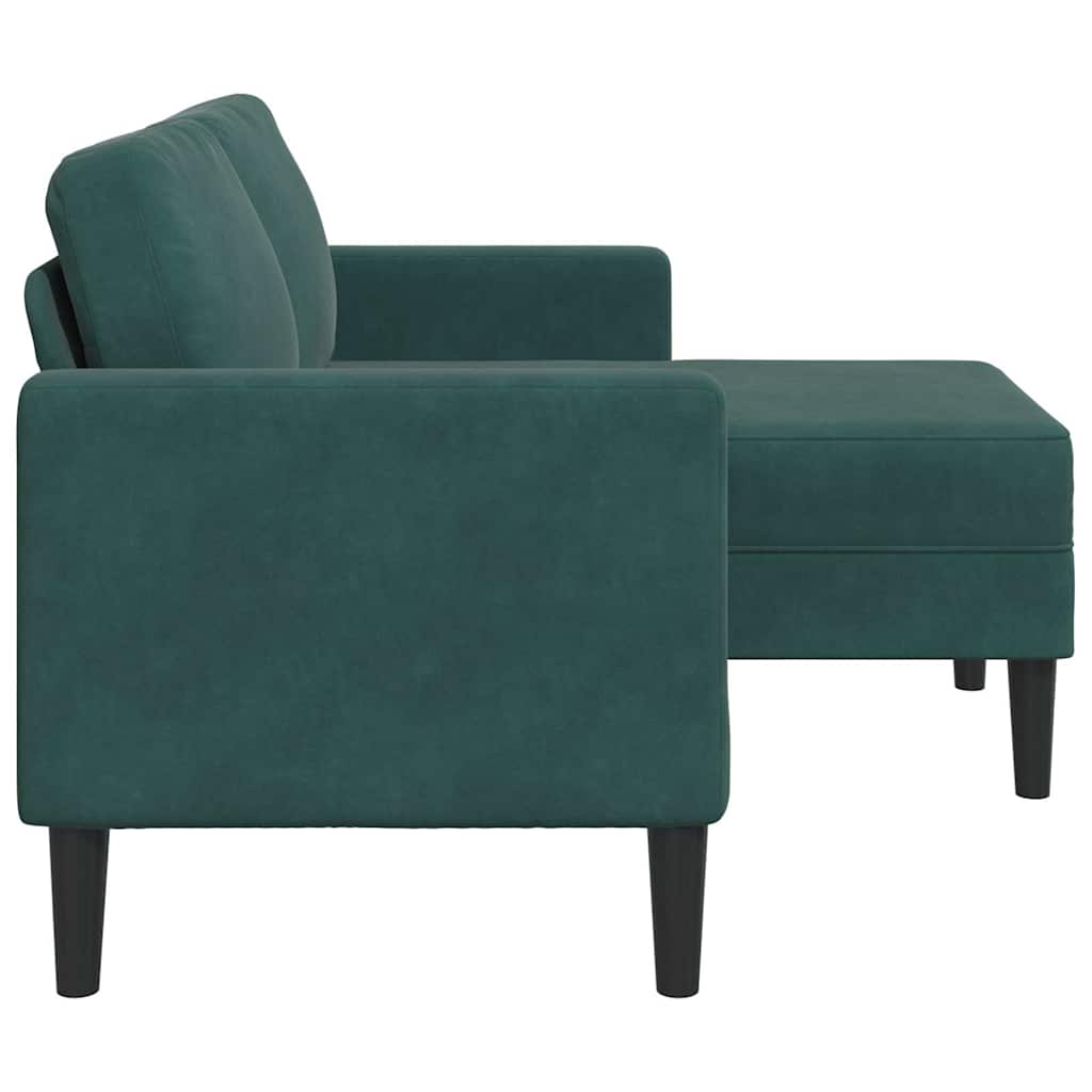2-zitsbank met chaise L-vorm donkergroen 125 cm fluweel
