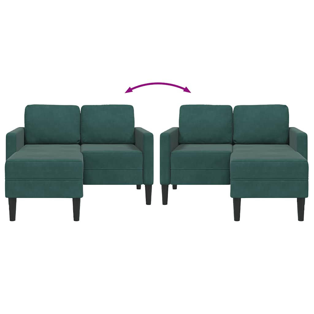 2-zitsbank met chaise L-vorm donkergroen 125 cm fluweel