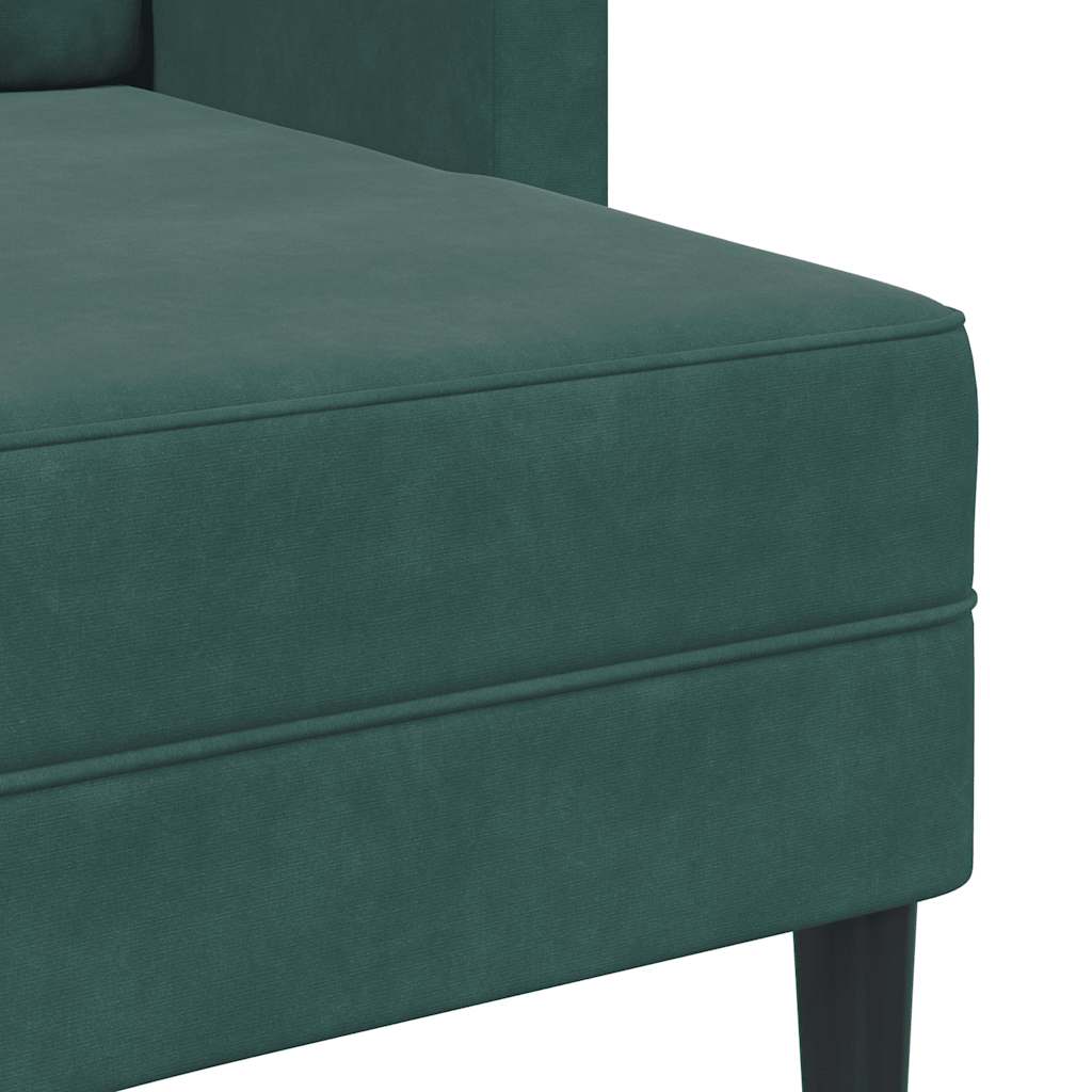 2-zitsbank met chaise L-vorm donkergroen 125 cm fluweel