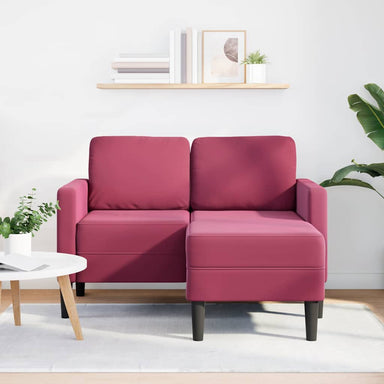 2-zitsbank met chaise L-vorm wijnrood 125 cm fluweel