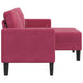 2-zitsbank met chaise L-vorm wijnrood 125 cm fluweel