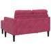 2-zitsbank met chaise L-vorm wijnrood 125 cm fluweel