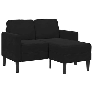 Tweezitsbank met chaise longue L-vormig zwart 125 cm fluweel