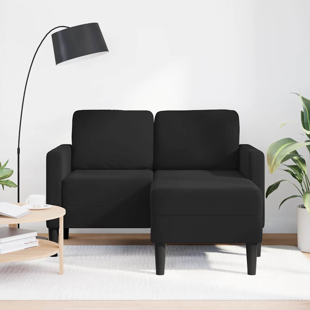 Tweezitsbank met chaise longue L-vormig zwart 125 cm fluweel