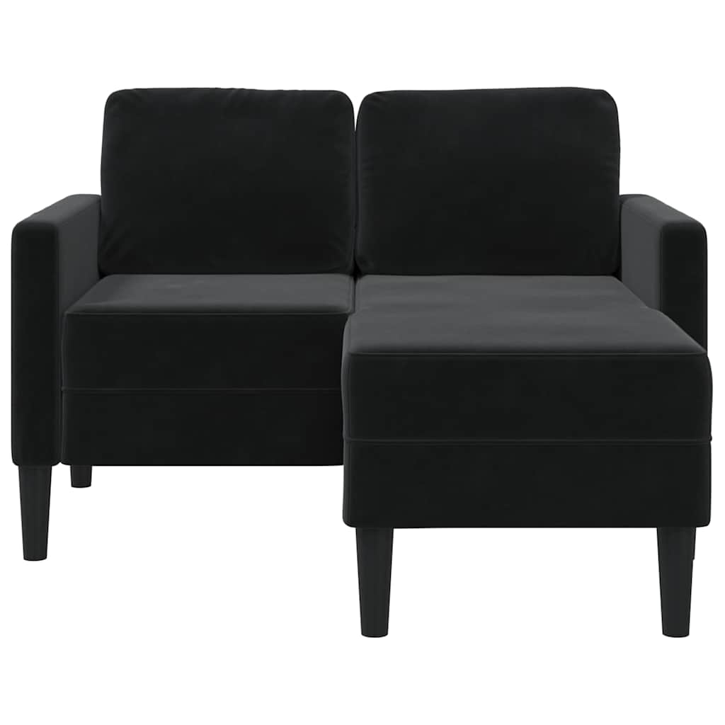 Tweezitsbank met chaise longue L-vormig zwart 125 cm fluweel