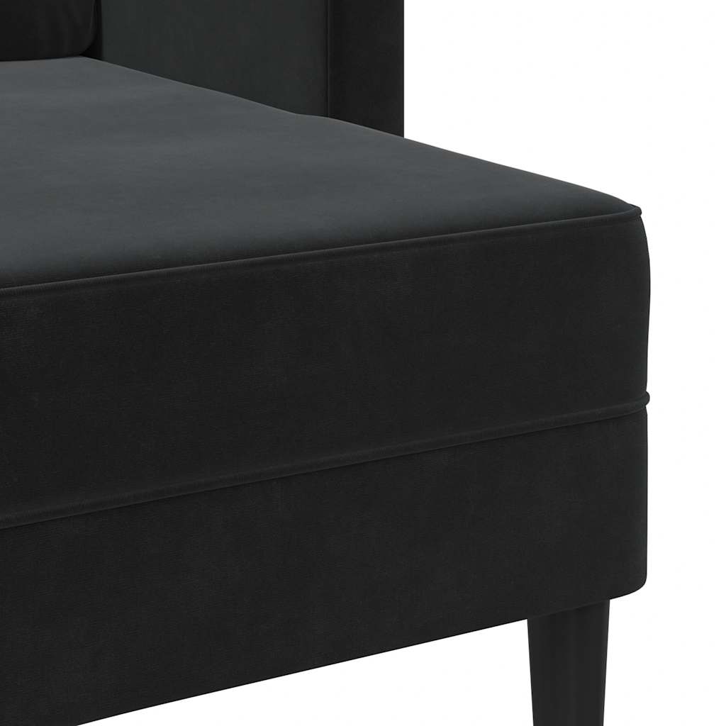 Tweezitsbank met chaise longue L-vormig zwart 125 cm fluweel