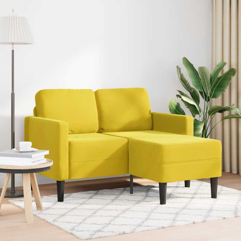 2-zitsbank met ligstoel L-vormig 125 cm fluweel geel
