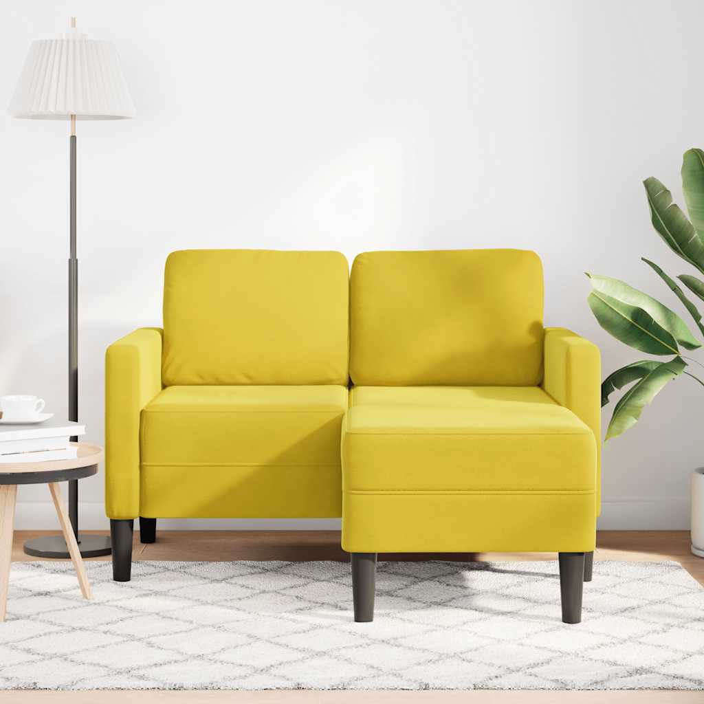 2-zitsbank met ligstoel L-vormig 125 cm fluweel geel